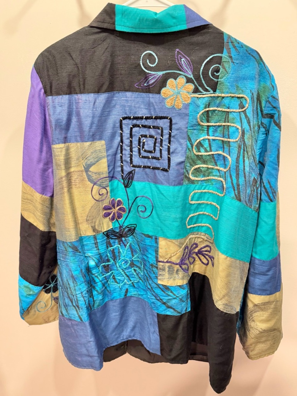 VINTAGE MAGGIE BARNES Patchwork Collared Button-Down Jacket - Picture 2 of 4